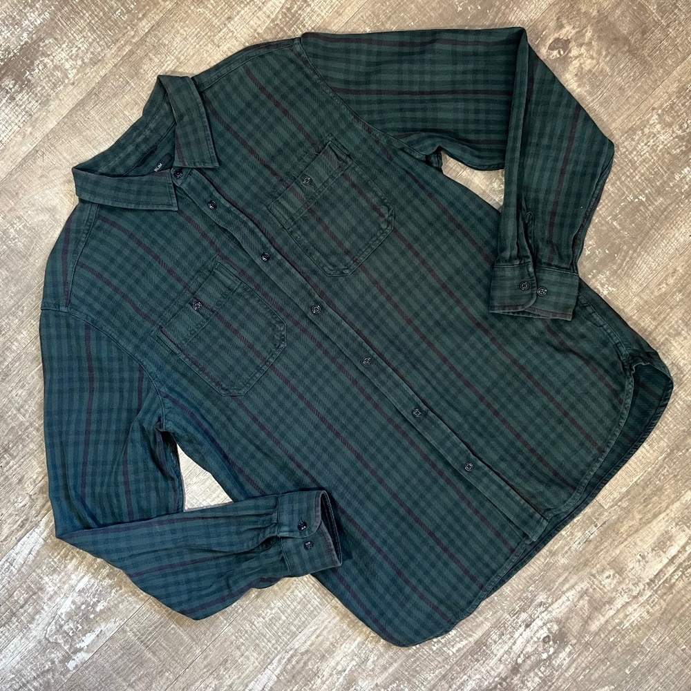 prAna Men's Plaid Shirt | Large | Dark Green & Black Heavyweight